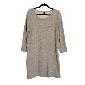 J CREW Scoop Neck Long Sleeve Sweatshirt Midi Dress Grey M